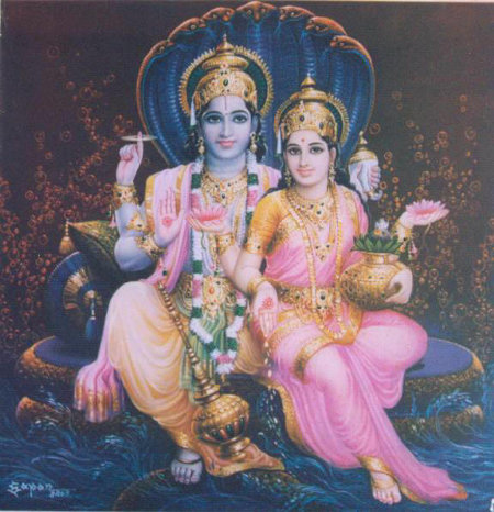 Lakshmi with Mahavishnu